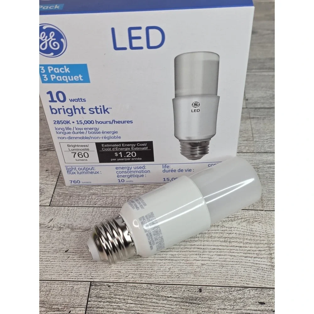 GE LED Bright Stik LED Lamp 10W 760 Lumens 2850K 3 Pack NEW